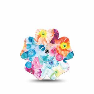 ExpressionMed Watercolor Poppies Freestyle Libre 3 and Libre 3 Plus Flower Shape Tape Single Tape and Single Sticker Watercolor Wonder  Overlay Tape CGM Design