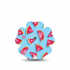 ExpressionMed Watermelon Slices Freestyle Libre 3 Flower Shape Tape Single Tape Watermelon Slices Plaster CGM Design with center sticker