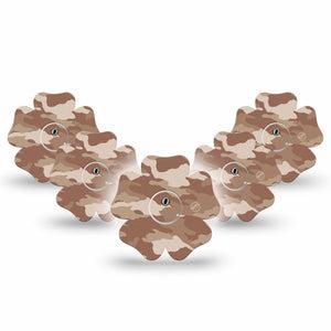 ExpressionMed Desert Camo Freestyle Libre 3 Flower Shape Tape 5-Pack Stickers and 5-Pack Tapes Dune Texture Plaster CGM Design