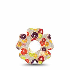 ExpressionMed Citrus Slices Flower Libre 3 Tape, Single, Fruit Slices Themed, CGM Overlay Patch Design