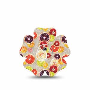 ExpressionMed Citrus Slices Flower Libre 3 Tape, Single Tape and Sticker, Fruit Slices Themed, CGM Overlay Patch Design
