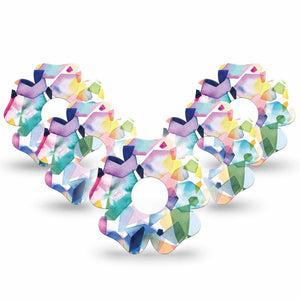 ExpressionMed Kaleidoscope Freestyle Libre 3 Flower Shape 5-Pack Colorful Design Adhesive Tape CGM Design