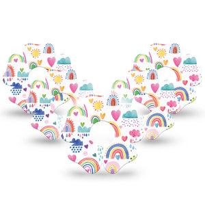 ExpressionMed Rainbows Of Hope Flower Libre 3 Tape, 5-Pack, Doodle Drawings Themed, CGM Plaster Patch Design