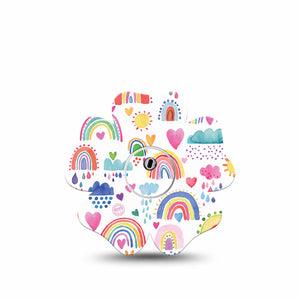 ExpressionMed Rainbows Of Hope Flower Libre 3 Tape, Single, Doodle Rainbows Inspired, CGM Adhesive Patch Design with center sticker