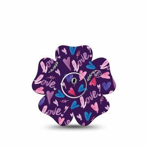 ExpressionMed Watercolor Love Flower Libre 3 Tape, Single Tape and Sticker, Scribbled Love Themed, CGM Plaster Patch Design