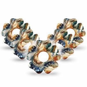 ExpressionMed Sea in a Storm Freestyle Libre 3 Flower Shape Tape 5-Pack Churning Sea Plaster CGM Design