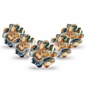ExpressionMed Sea in a Storm Freestyle Libre 3 Flower Shape Tape 5-Pack Tape and 5-Pack Sticker Churning Sea Plaster CGM Design