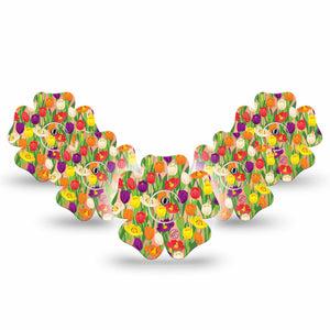 ExpressionMed Tulips Flower Libre 3 Tape, 5-Pack, Spring Floral Blossoms Themed, CGM Adhesive Patch Design with Center Stickers