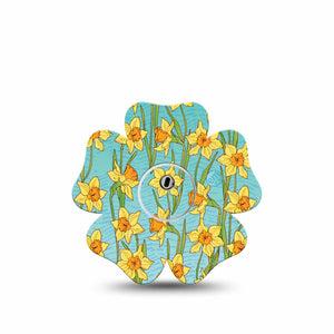 ExpressionMed Daffodils Freestyle Libre 3 Flower Shape Single Spring Blooms Adhesive Tape CGM Design with Center Sticker