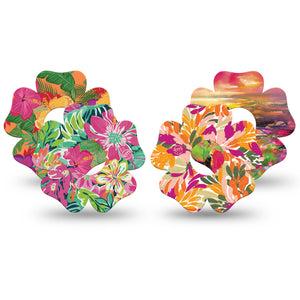 ExpressionMed Tangerine Tropics Variety Pack Freestyle Libre 3 and Libre 3 Plus Flower Shape Tape 4-Pack Tape Variety Sparkling Independence Day Prints, Plaster CGM Design