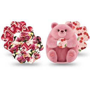 ExpressionMed Bear Hugs Freestyle Libre 3 and Libre 3 Plus Flower, 4-Pack Tape, Valentines inspired patterns Accessories for CGM