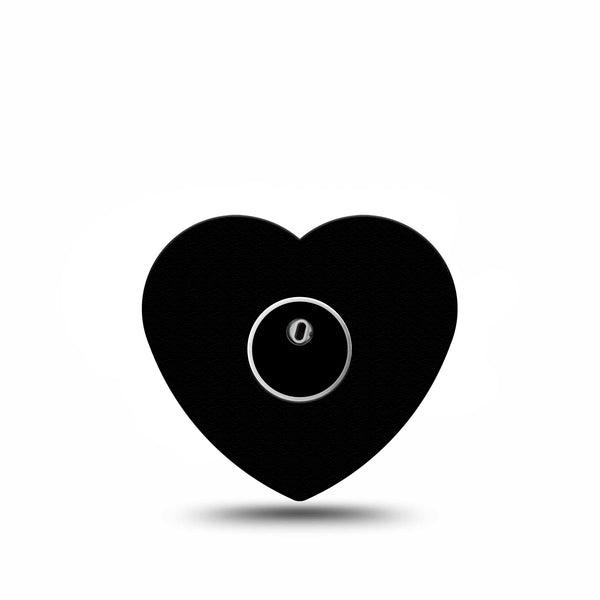 Black Heart Libre 3 Tape, Single, Monochromatic Design Themed, CGM Adhesive Patch Design with center sticker