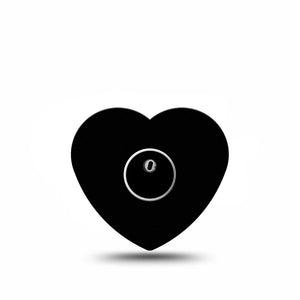 Black Heart Libre 3 Tape, Single, Monochromatic Design Themed, CGM Adhesive Patch Design with center sticker