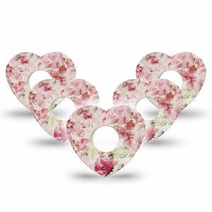 ExpressionMed Ethereal Spring Freestyle Libre 3 Heart Shape 5-Pack Light Blossoms Overlay Patch CGM Design