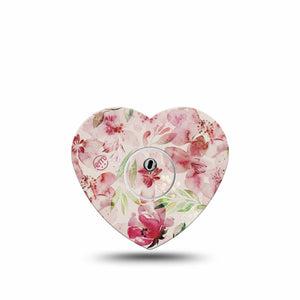 ExpressionMed Ethereal Spring Freestyle Libre 3 Heart Shape Single Airy Delight Overlay Patch CGM Design with center sticker