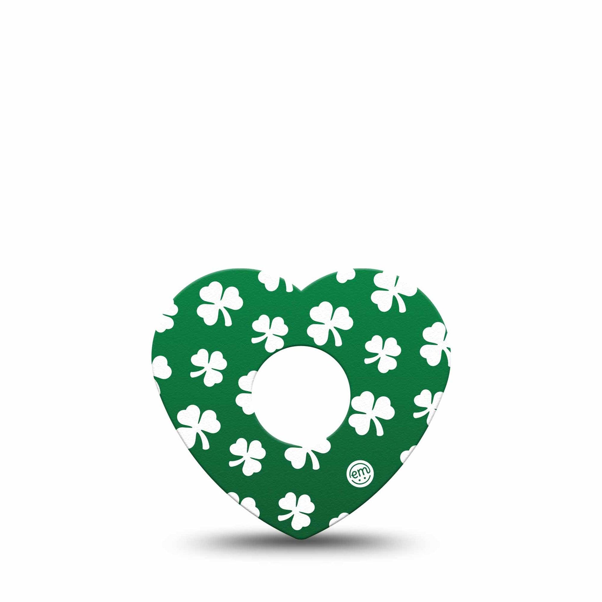 ExpressionMed Shamrock Freestyle Libre 3 and Libre 3 Plus Heart Shape Tape Single Tape Botanical Leaves, Patch CGM Design