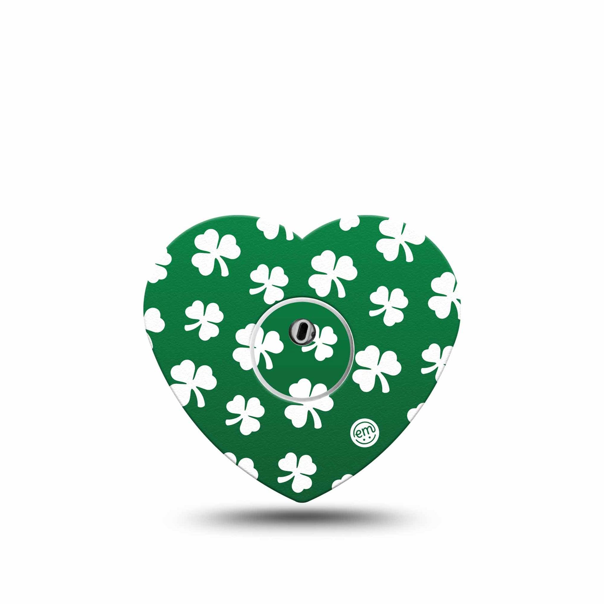 ExpressionMed Shamrock Freestyle Libre 3 and Libre 3 Plus Heart Shape Tape Single Tape and Single Sticker Botanical Leaves, Patch CGM Design