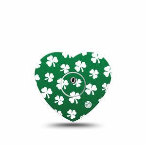 ExpressionMed Shamrock Freestyle Libre 3 and Libre 3 Plus Heart Shape Tape Single Tape and Single Sticker Botanical Leaves, Patch CGM Design