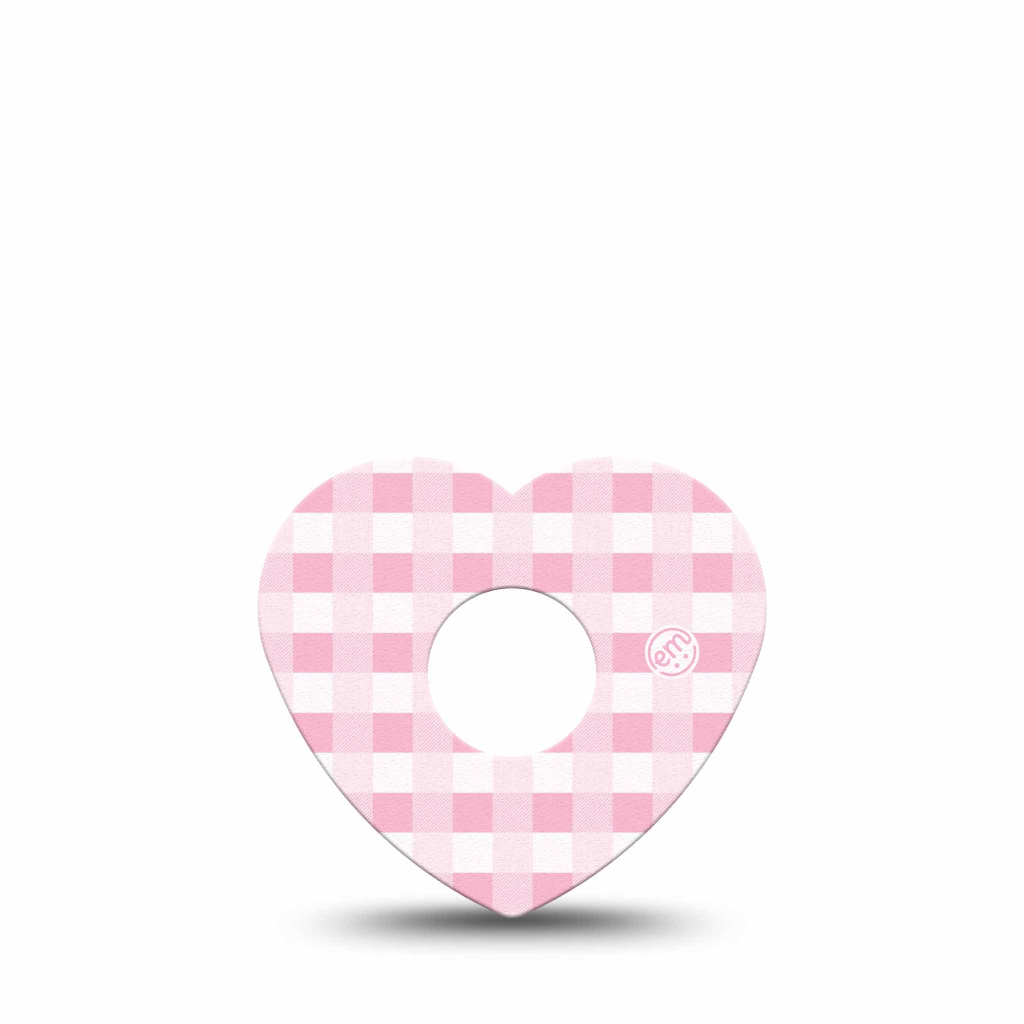 ExpressionMed Pink Gingham Freestyle Libre 3 and Libre 3 Plus Heart Shape Tape Single Tape Blush Gingham, Patch CGM Design