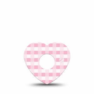 ExpressionMed Pink Gingham Freestyle Libre 3 and Libre 3 Plus Heart Shape Tape Single Tape Blush Gingham, Patch CGM Design
