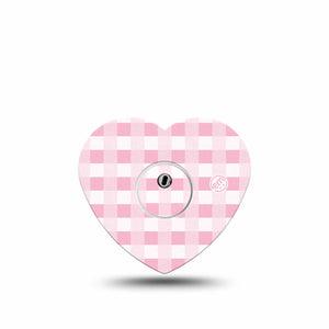 ExpressionMed Pink Gingham Freestyle Libre 3 and Libre 3 Plus Heart Shape Tape Single Tape & Single Sticker Gingham Pattern, Patch CGM Design