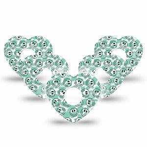 ExpressionMed Happy Cow Print Freestyle Libre 3 and Libre 3 Plus Heart Shape Tape 5-Pack Tape Joyful Cow,  Patch CGM Design