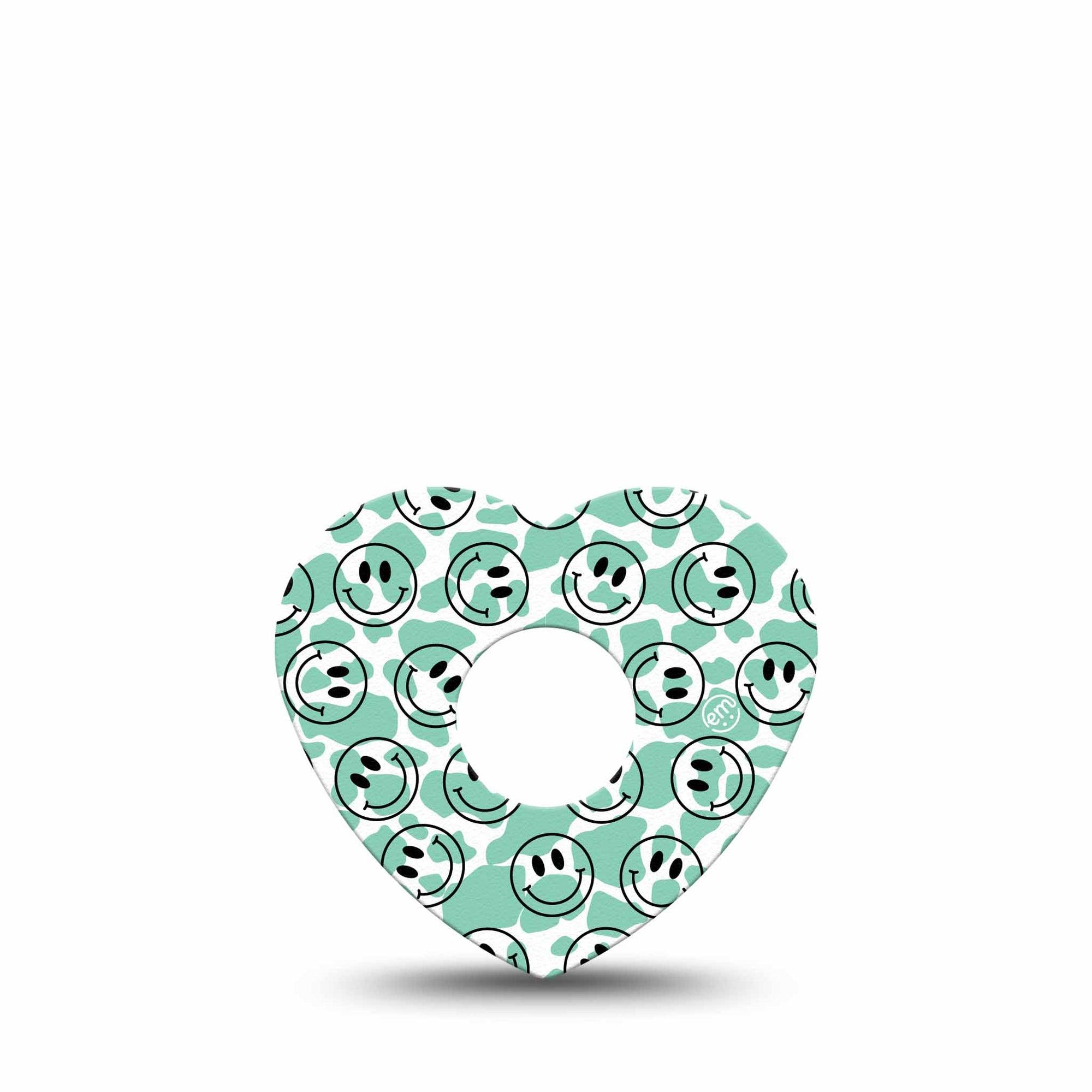 ExpressionMed Happy Cow Print Freestyle Libre 3 and Libre 3 Plus Heart Shape Tape Single Tape Content Bovine, Patch CGM Design