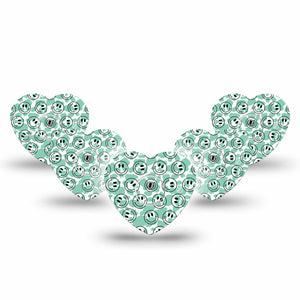 ExpressionMed Happy Cow Print Freestyle Libre 3 and Libre 3 Plus Heart Shape Tape 5-Pack Tape & 5-Pack Sticker Jovial Cattle Patch CGM Design