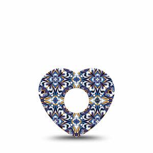 ExpressionMed Moroccan Tile Freestyle Libre 3 and Libre 3 Plus Heart Shape Tape Single Tape Elegant Tiles, Patch CGM Design
