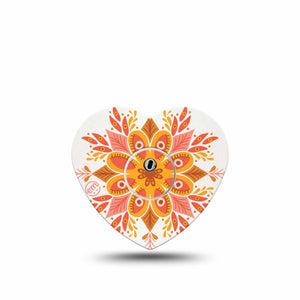 ExpressionMed Psychedelic Mandala Freestyle Libre 3 Heart Single Tape and Single Sticker, Digital Illustration, Continuous Glucose Monitor, Adhesive Patch Design