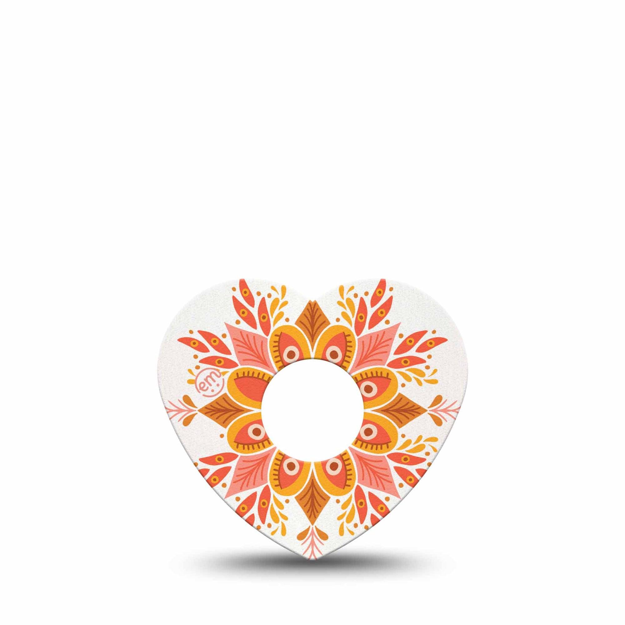 ExpressionMed Psychedelic Mandala Freestyle Libre 3 Heart Single,Digital Illustration, Continuous Glucose Monitor, Adhesive Patch Design