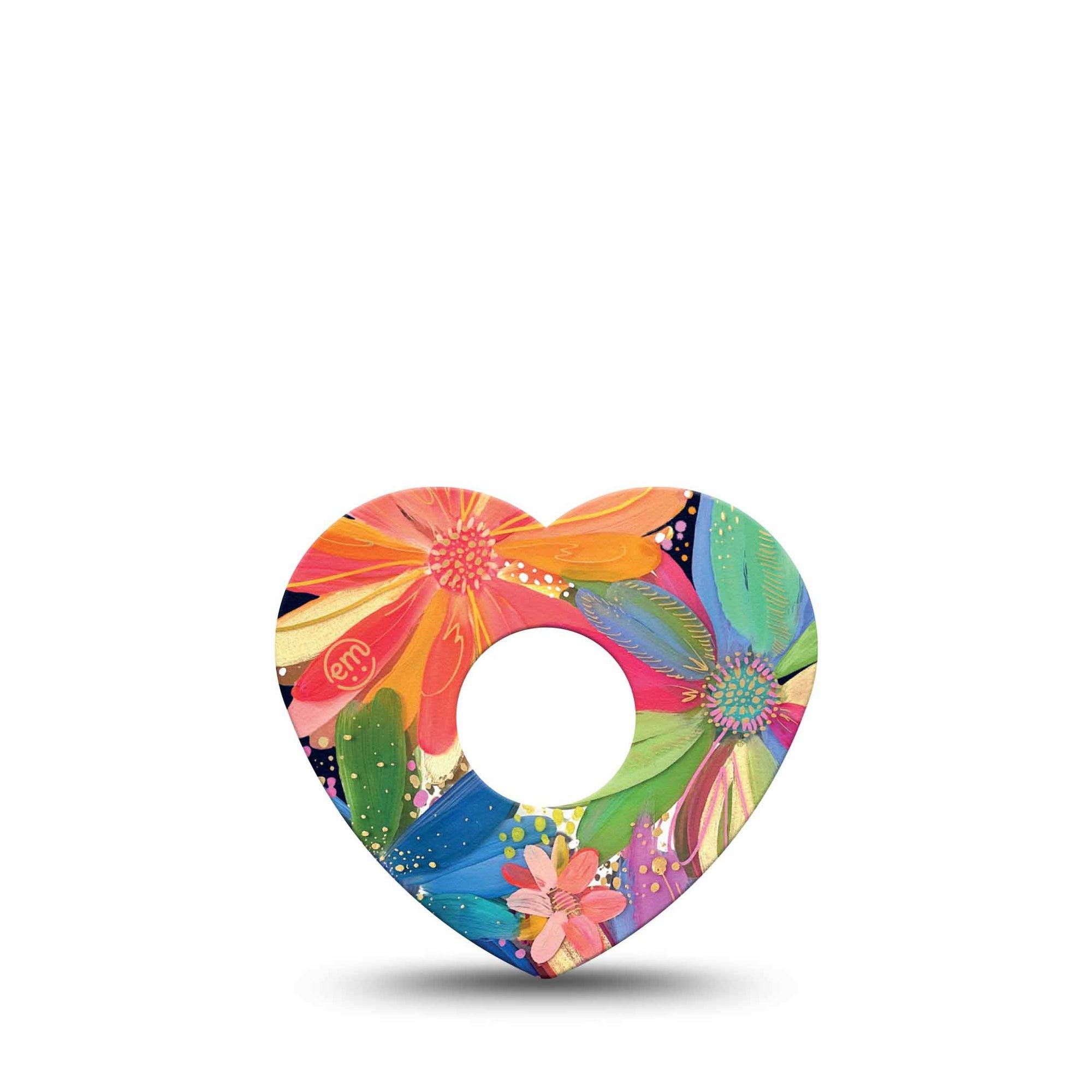 ExpressionMed Flower Song Freestyle Libre 3 Heart Shape Single Etta Vee Floral Artwork Overlay Patch CGM Design