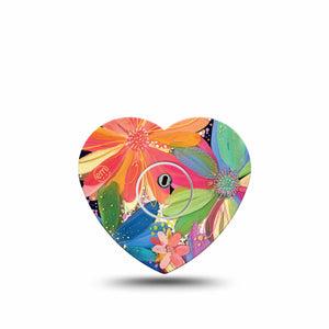 ExpressionMed Flower Song Freestyle Libre 3 Heart Shape Single Etta Vee Floral Artwork Overlay Patch CGM Design with center sticker
