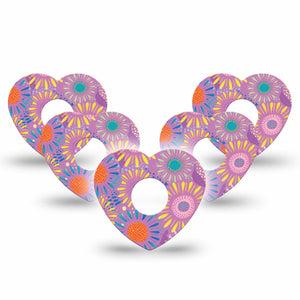 ExpressionMed Giant Daisies Freestyle Libre 3 Heart Shape 5-Pack Modern Abstract art by Etta Vee Overlay Patch CGM Design