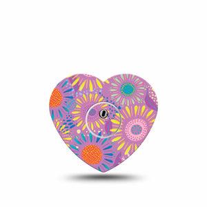 ExpressionMed Giant Daisies Freestyle Libre 3 Heart Shape Single Digital Art by Etta Vee Overlay Patch CGM Design with center sticker