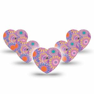 ExpressionMed Giant Daisies Freestyle Libre 3 Heart Shape 5-Pack Modern Abstract art by Etta Vee Overlay Patch CGM Design with center stickers