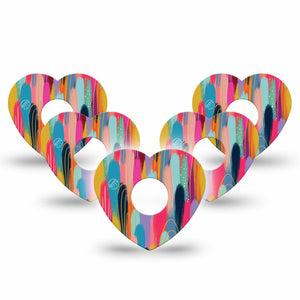 ExpressionMed Brush Strokes Freestyle Libre 3 Heart Shape 5-Pack Modern Abstract art by Etta Vee Overlay Patch CGM Design