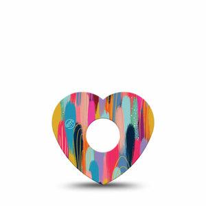 ExpressionMed Brush Strokes Freestyle Libre 3 Heart Shape Single Unique Etta Vee Creations Overlay Patch CGM Design