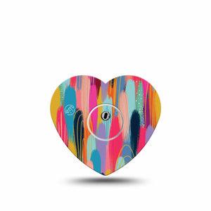 ExpressionMed Brush Strokes Freestyle Libre 3 Heart Shape Single Unique Etta Vee Creations Overlay Patch CGM Design with center sticker