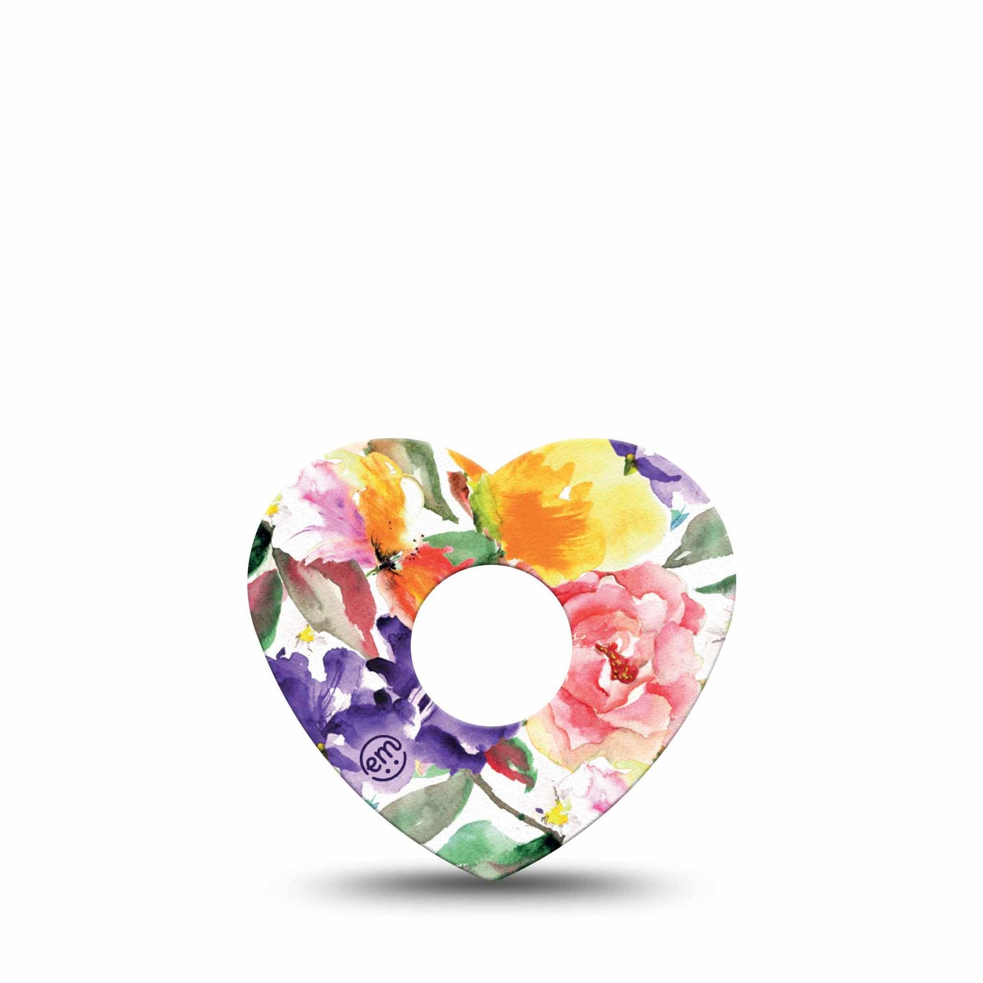 ExpressionMed Floral Art Freestyle Libre 3 Heart Shape Single Botanical Pattern Overlay Patch CGM Design