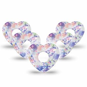 ExpressionMed Dreamy Blooms Freestyle Libre 3 Heart Shape Tape 5-Pack delicate violet garden Overlay Patch CGM Design