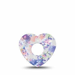 ExpressionMed Dreamy Blooms Freestyle Libre 3 Heart Shape Tape Single cloudy flowers Overlay Patch CGM Design