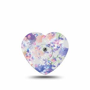 ExpressionMed Dreamy Blooms Freestyle Libre 3 Heart Shape Tape Single Tape and Single Sticker Cloudy Flowers Overlay Patch CGM Design