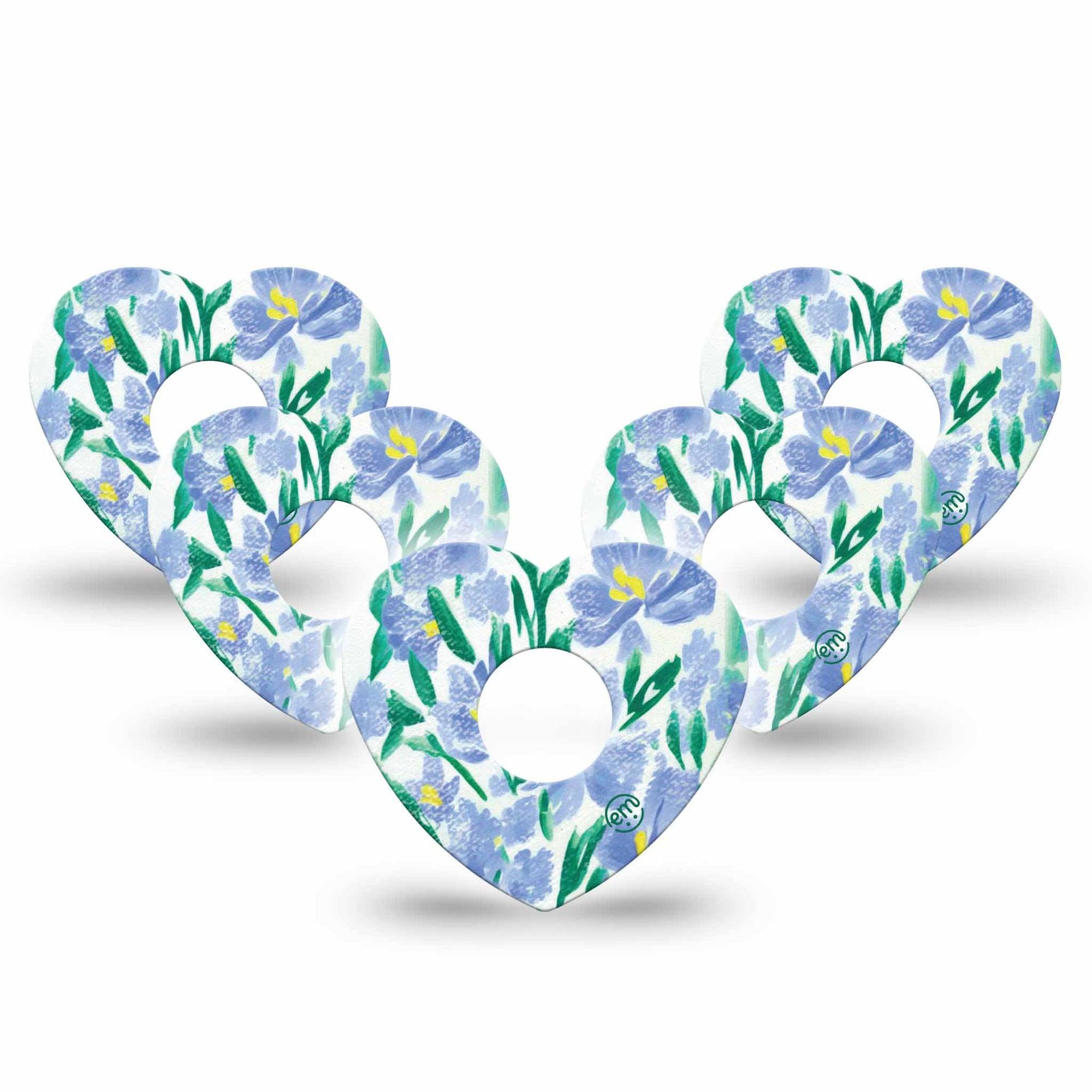ExpressionMed Hyacinths  Freestyle Libre 3 Heart Shape 5-Pack hyacinth varieties Overlay Patch CGM Design
