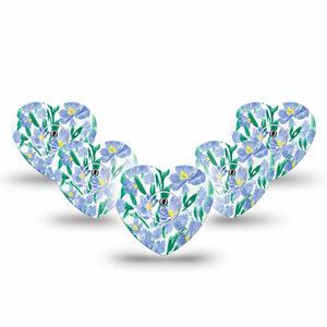 ExpressionMed Hyacinths  Freestyle Libre 3 Heart Shape 5-Pack Tape and Sticker hyacinth varieties Overlay Patch CGM Design