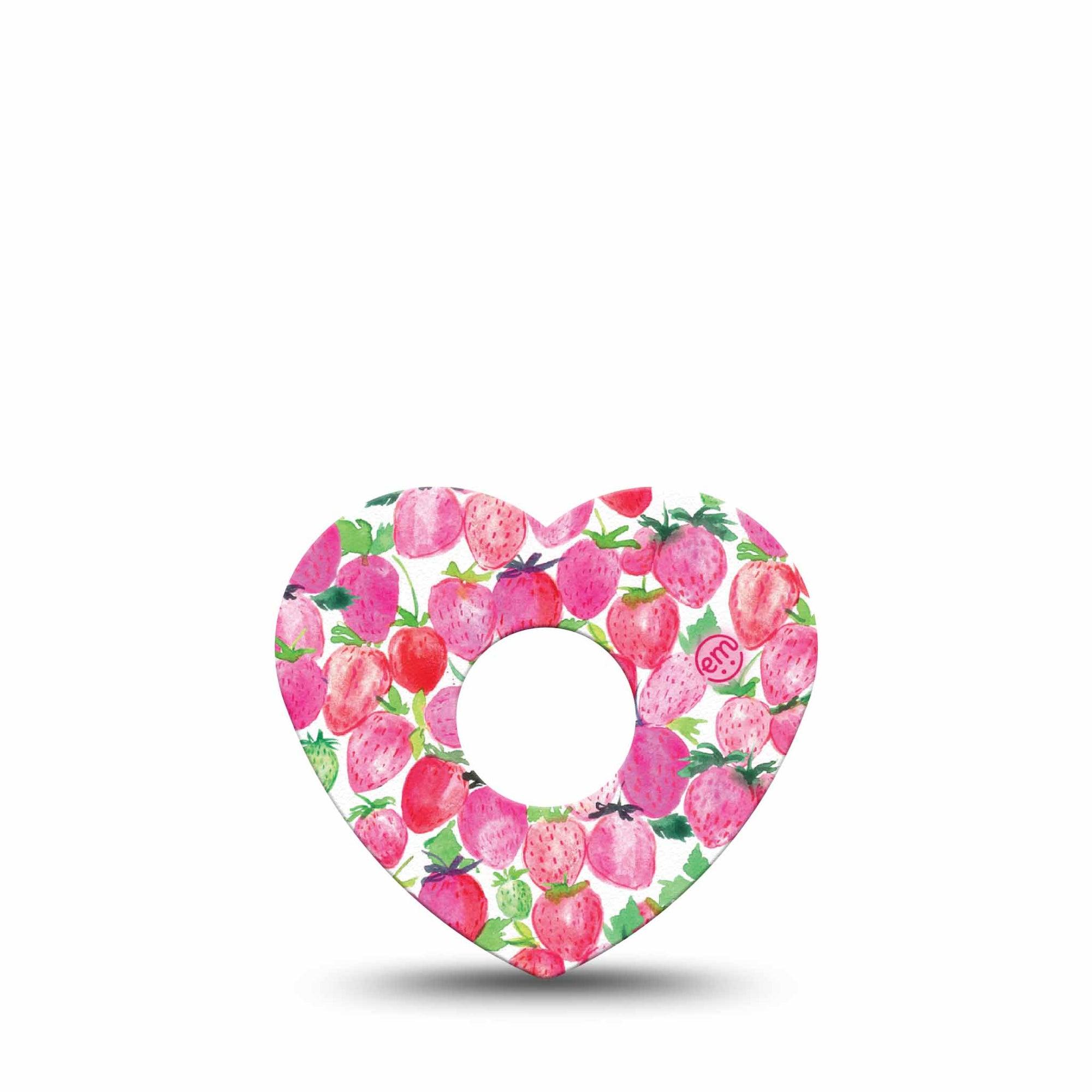 ExpressionMed Strawberry Crush Freestyle Libre 3 Heart Shape Tape Single Sweet pink strawberries Overlay Patch CGM Design