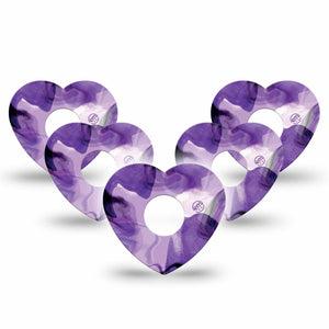 ExpressionMed Purple Storm Freestyle Libre 3 Heart Shape Tape 5-Pack lace like textured purple Overlay Patch CGM Design