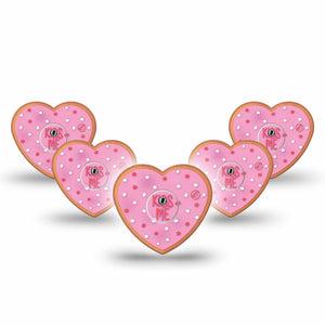 ExpressionMed Kiss Me Cookie Freestyle Libre 3 Heart Shape Tape 5- Pack Tape and 5-Pack Sticker Kiss Me Cookie Heart, Patch CGM Design