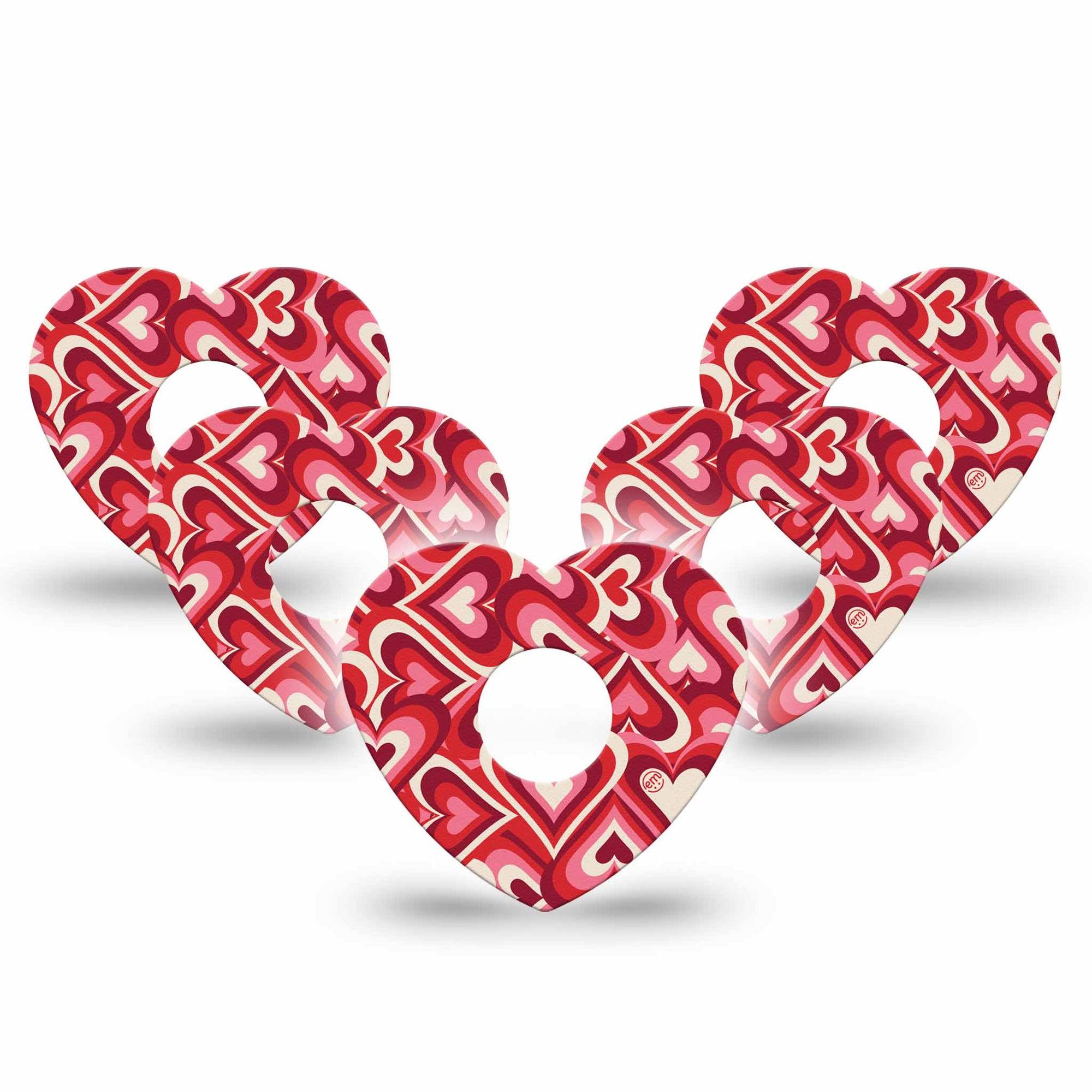 ExpressionMed Valentine Hearts Freestyle Libre 3 Heart Shape Tape 5-Pack Tape Valentine's Day Hearts, Patch CGM Design
