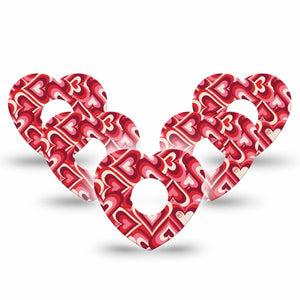 ExpressionMed Valentine Hearts Freestyle Libre 3 Heart Shape Tape 5-Pack Tape Valentine's Day Hearts, Patch CGM Design